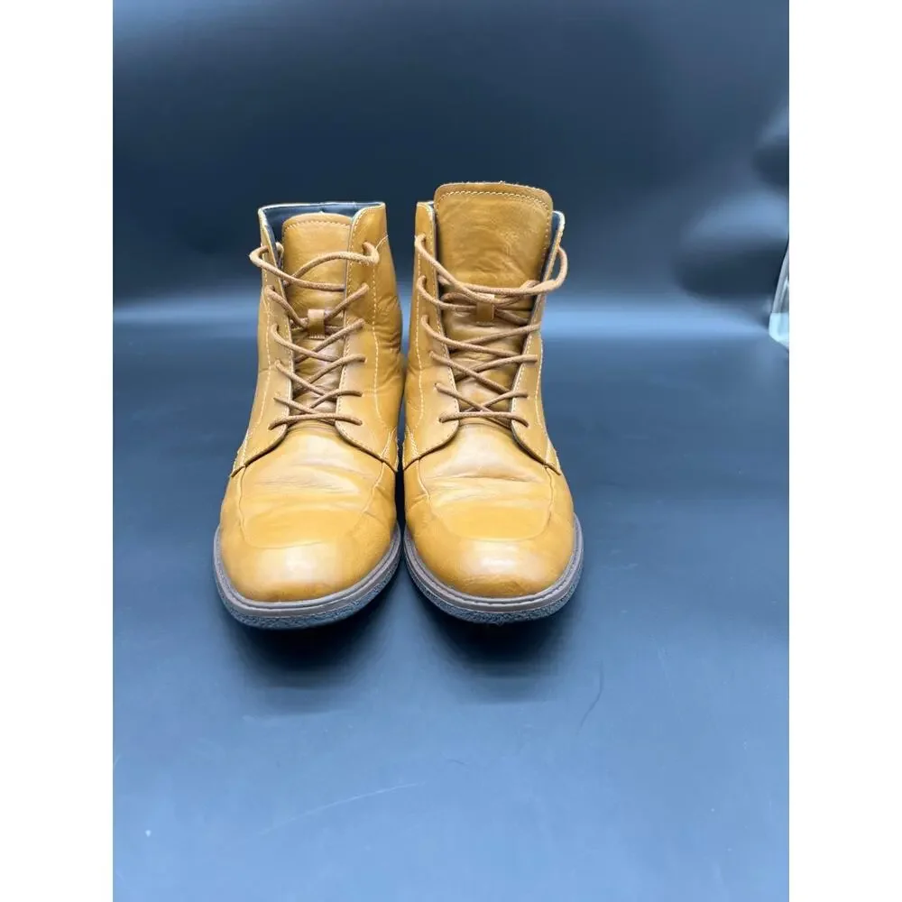 Alfani Oliver Ankle Boots Mens Size 8.5 Mustard Lace Up Memory Foam Dress #127